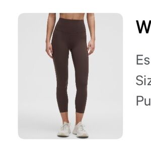 Lululemon Wunder Train leggings in Espresso, 25”